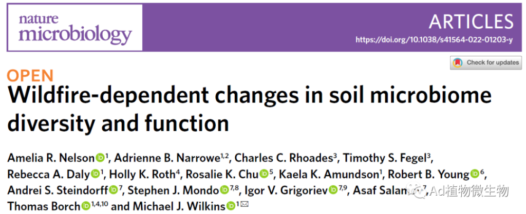 《Nature Microbiology | 研究揭示土壤中的微生物如何应对森林野火并被其改变！》